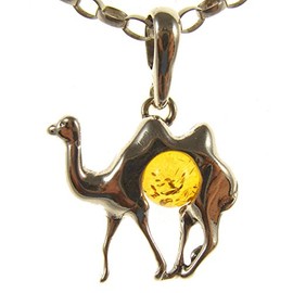 Baltic amber and sterling silver 925 cognac camel pendant (no chain)