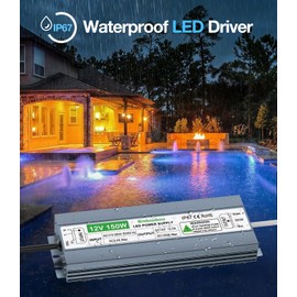 150W LED Driver IP67 Waterproof, Ultrathin Low-Voltage Transformer AC110-260V to DC12V Outdoor Power Supply Adapter for LED Strip, Computer Projects and Any 12V DC Lights