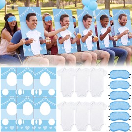 6 Sets Baby Shower Games Feed the Baby Blue Gender Reveal Game Kit