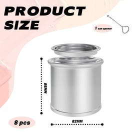 GSYUWIH 8 Pack Empty Paint Cans with Lids (3/4Pint Size) with Can Opener,for DIY Painting Crafts Silver Round Leftover Paint Storage Container，Quart containers with lids，paint containers with lids