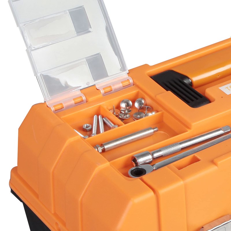 Torin 17-Inch Plastic Tool Box,3-Tiers Multi-Function Storage Portable Toolbox Organizer,