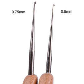 AIMALL Bamboo Crochet Dreadlock Hook Needle for Hair Maintenance, Braiding & Craft, 0.5mm & 0.75mm Hook Sizes, 13 cm (5.12 inches) Length