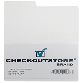 CheckOutStore (100) Premium Plastic Record Dividers to Organize Vinyl Records (7" Records) (White)