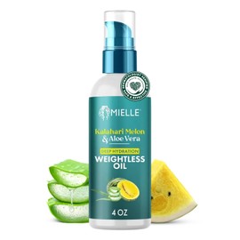 Mielle Organics Weightless Hair Oil - Kalahari Melon & Aloe Vera Deep Hydration Hair Treatment for Dry, Curly and Textured Hair - Lightweight, Non-Greasy Formula for Long-Lasting Hydration, 4 Ounce