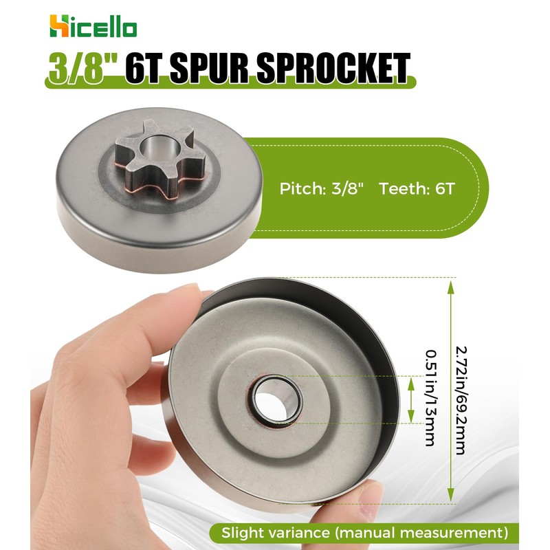 Hicello Ms170 Sprocket 3/8" 6T Clutch Drum Kit Replacement for