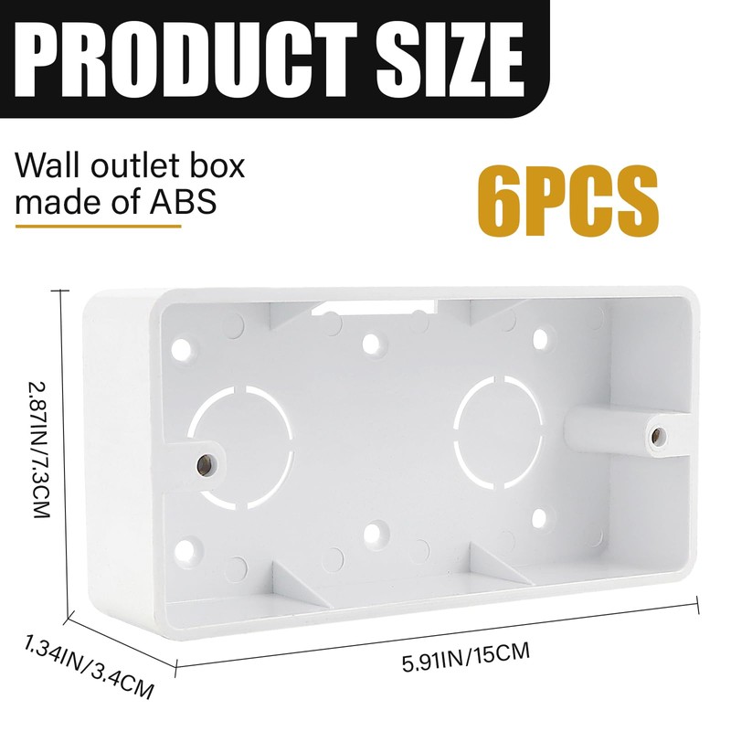 6 Pcs Switch Outlet Box, ABS Electrical Enclosure Box, Surface