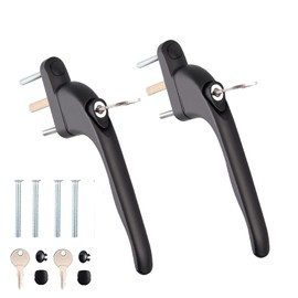 UPVC Window Handle Black WODSTA 2PCS Lockable Window Handle Aluminum White Universal Espag Handles with Key with 43mm Spindle Length for Indoor and Outdoor UPVC Window |Black|