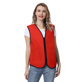 TopTie Supermarket Uniform Vest Zipper Volunteers Event Vest Unisex Waistcoat-Red-2XL