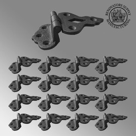 Renovators Supply Manufacturing Hoosier Black Cabinet Hinge 3/8 in Offset with Hardware Rust Resistant Wrought Iron Flush Mount Hinge for Kitchen Cabinets, Pack of 16