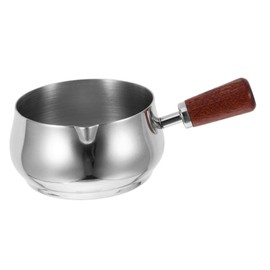 Gatuida Versatile Sauce Dishes Stainless Steel Sauce Pan Wood Handle for Party