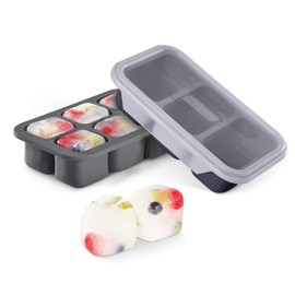 DASH Perfect Portion Silicone Freezer Trays for Ice Cubes, Soups, Sauces and More, 2 pack - Cool Grey & Midnight Navy