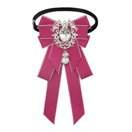 Gsyziux Bow Ties for Women Men, Adjustable Pre-tied Bowtie Rhinestone Bowties Men for Party Prom Banquet Wedding (Rose Red)