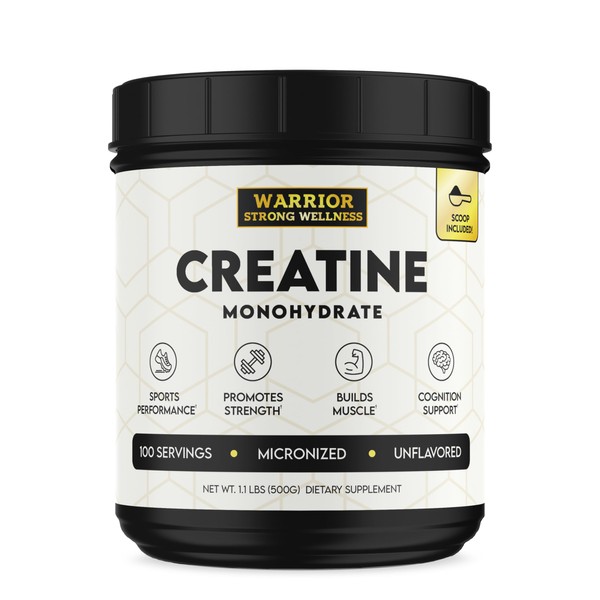 Warrior Strong Wellness Creatine Monohydrate Powder 1 lb of 100