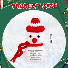 Positive Snowman, Crochet Snowman Positive Christmas Crochet Knitted Snowman Cute Creative Wool Crochet Plush Doll for Christmas Party Decoration Encouragement Gift