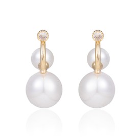 JoyToGo Double Hoop Earring,16mm Pearl Hoop Design with Dynamic Double Sided Pearl Earrings, Lightweight Comfort Pearl Jewelry, Hypoallergenic Pearl Earrings, Pearl Earrings Studs (White)