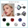 Titanium Screw Flat Back Stud Earrings Black Hypoallergenic Cubic Zirconia