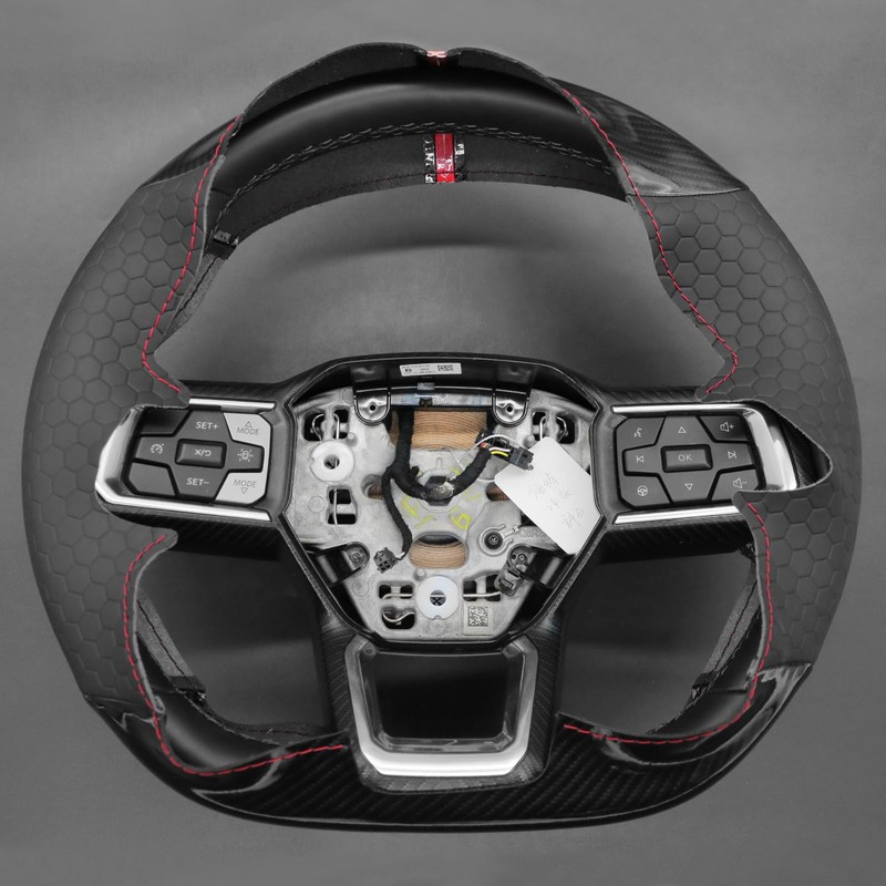 MEWANT Steering Wheel Cover for Ford Mustang 2024 Hand-Stitched Leather