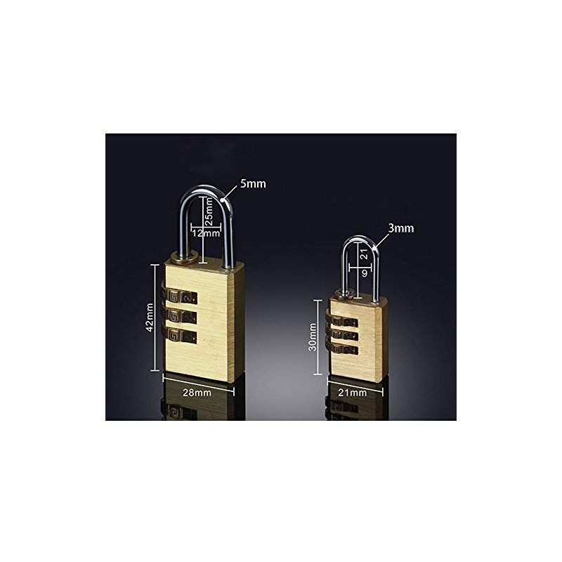 3 Digit Combination Lock, Brass Combination Padlock for Indoor and