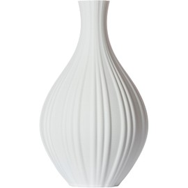 3D Vase Flower Vase Decorative Vase Alva M 23 cm for Cut / Dried Flowers Sustainable Pampas Grass (White)