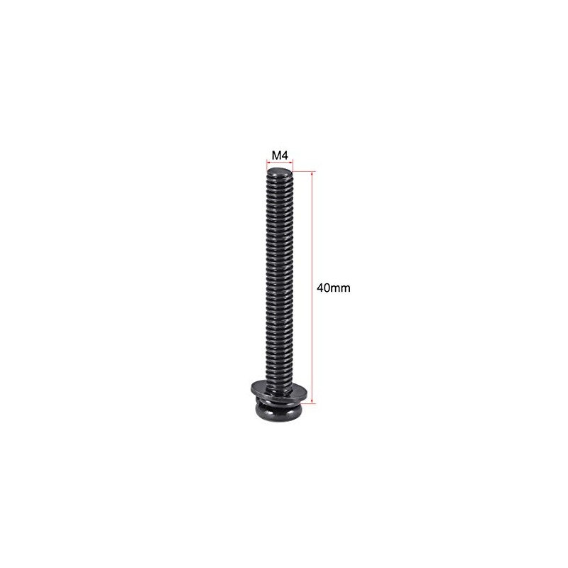 uxcell M4 x 40mm Carbon Steel Phillips Pan Head Machine