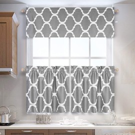 Melodieux Moroccan Fashion Room Darkening Rod Pocket Window Curtain Valance, 52 by 18 Inch, Grey (1 Panel)