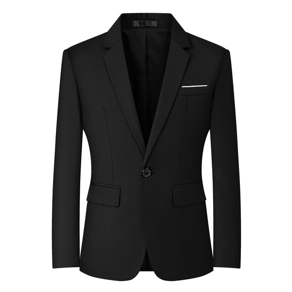 Mylldey Men's Blazers Slim Fit Business Casual Suit Men Sport Coat One Button Travel Blazer Lightweight Suit Jacket(Black-M)