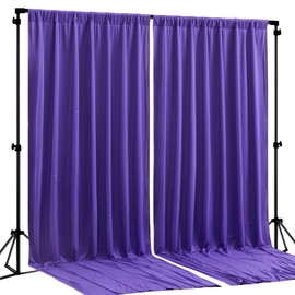 Purple Backdrop Curtains 2 Panels-Wrinkle-Free Purple Curtains Polyester Photography Drapes for Baby Shower Birthday Party Photo Background Backdrop Stand- 8 X10FT (Purple)