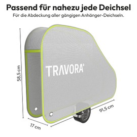 TRAVORA - Drawbar Cover Caravan - Reflective Caravan Protective Cover for Drawbar with Trailer Lock & Anti-Sway Coupling - Universal Drawbar Cover with Sturdy Belt Buckles