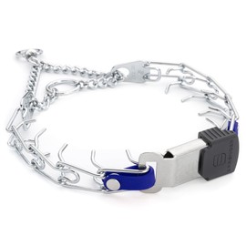 Herm Sprenger Chrome Plated Steel Dog Collar with Quick Release ClicLock Buckle and Biothane Insert Training Collar for Dogs Made in Germany (Blueberry Royal, 16in x 2.25mm(Neck Size up to 13-14in))