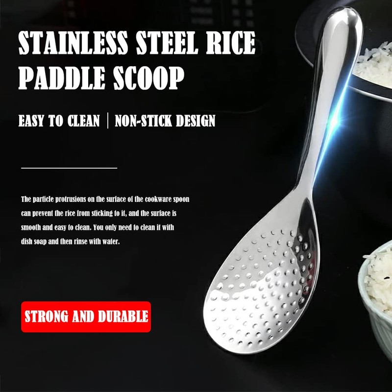 Rice Serving Spoon Stainless Steel Rice Paddle Scoop Non-Stick Rice