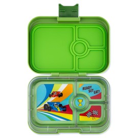 Yumbox Panino Leakproof Bento Lunch Box Container for Kids & Adults (Matcha Green (Race Cars Tray)) (MGII202303C)