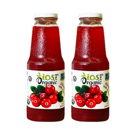 IOS Love Organic Juice - USDA Organic Certified - Cold Pressed, No Added Sugar, No Water, No Artificial Colors, No Preservatives, No Flavors Added, No Gluten - 33.8 Fl Oz (Cranberry, Pack of 2)