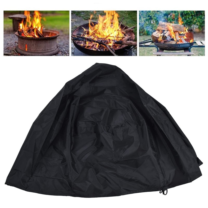 Lybunair Dustproof Fire Pit Cover, Waterproof Outdoor Fireplace Cover, Sunproof
