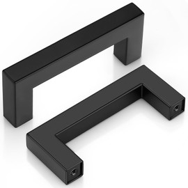 Probrico 76mm Black Cabinet Pulls Cabinet Handles Stainless Steel Drawer Pulls Cupboard Square Bar Handles Wardrobe Knobs 15 Pack