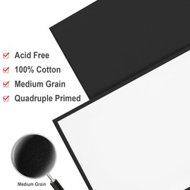 PHOENIX Black Canvas Boards for Painting - 12x16 Inch, 6 Pack - Square Canvases Gesso Primed Cotton Acid Free, Blank Flat Canvas Panel for Acrylic, Oil, Tempera, Metallic, Neon Paints & Crafts