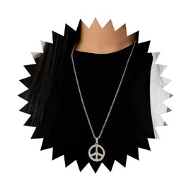 Vacaonio Vintage Peace Sign Pendant Necklace Silver Peace Sign Necklace Peace Circle Necklace Chain Love Peace Choker Necklace Love Peace Symbol Necklace Jewelry for Women