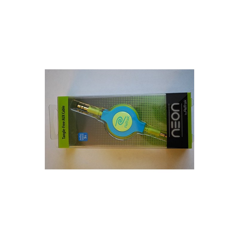 Retrak Neon Tangle Free Retractable AUX Cable