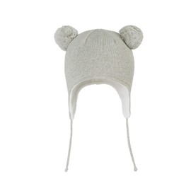 LANGZHEN Cute Pom Pom Babys Winter Hat Infant Earflap Knit Warm Cap for Boys Girls Toddler Kids Fleece Lined Beanie (Grey, S(44-46CM/17.32"-18.11"))