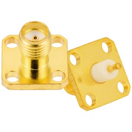 POBADY 2PCS SMA Female 4 Holes Flange Panel Mount Adapter 50 Ohm SMA Female 4 Holes Flange Chassis Mount Solder Connector for Antenna Radio Coaxial Cable