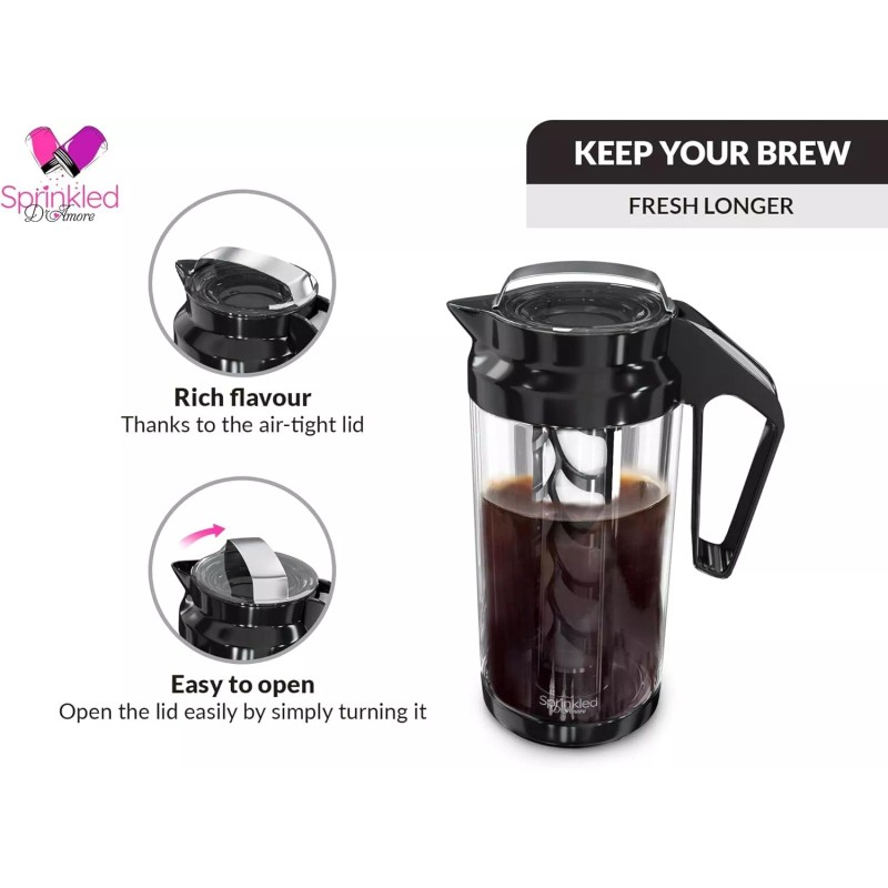 Sprinkled D' Amore Cold Brew Iced Coffee Maker, Pitcher to