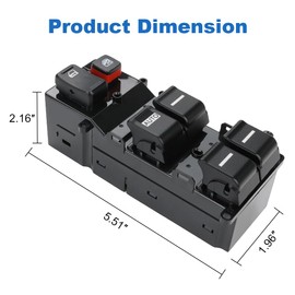 WMPHE Automatic Power Master Window Switch Compatible with Honda Ridgeline 3.5L V6 2006 2007 2008, Driver Left Side Power Master Window Switch 23 Pins, Replacement for 35750SJCA03ZA