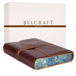 Venezia Romantica Large Leather Bound Journal, Made in Italy, Writing Notebook, Travel Diary & Notepad for Man & Woman, Including Gift Box (12x17 cm) Darkbrown