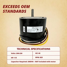 Carrier HC37GE210 GE 5KCP39EFN759AS 5KCP39EFS165S 1/5HP 825 RPM 208-230V HVAC Condenser Blower Fan Motor, 3S003 RHEEM 51-23055-12 OEM Quality