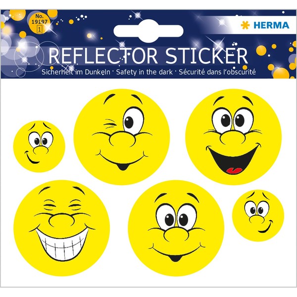 Herma Reflective Stickers, Permanent Hold, 5 Fluorescent Stickers per Pack
