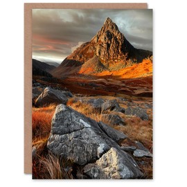 Artery8 Greeting Card Tryfan Mountain Summit Sunset Wales Snowdonia Blank For All Him Or Her Art Birthday Card