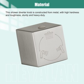 Heyalan Shower Diverter Knob 3 functions Shower Water Flow Converter Square Brushed Nickel