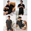 SWOMOG Mens Pajama Set Shorts Button Down Short Sleeve Sleepwear