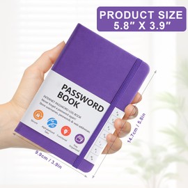ZTOWOTO A6 Password Book with Alphabetical Tabs,Hardcover Password Keeper Book Small Pocket Size, Small Internet Password Book for Computer Website Logins Internet Address Password Organizer(Purple)