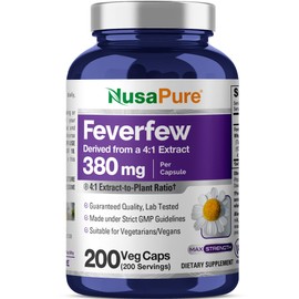 Feverfew, Non-GMO, Vegan, 380mg, 200 Veggie Capsules - 200 Servings
