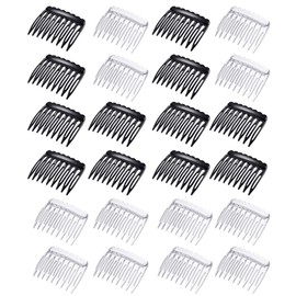 24 Pieces Small Hair Side Combs Plastic French Teeth Hair Combs Hair Clip Comb DIY Bridal Wedding Veil Comb for Fine Hair and Most Hairstyles Black and Clear
